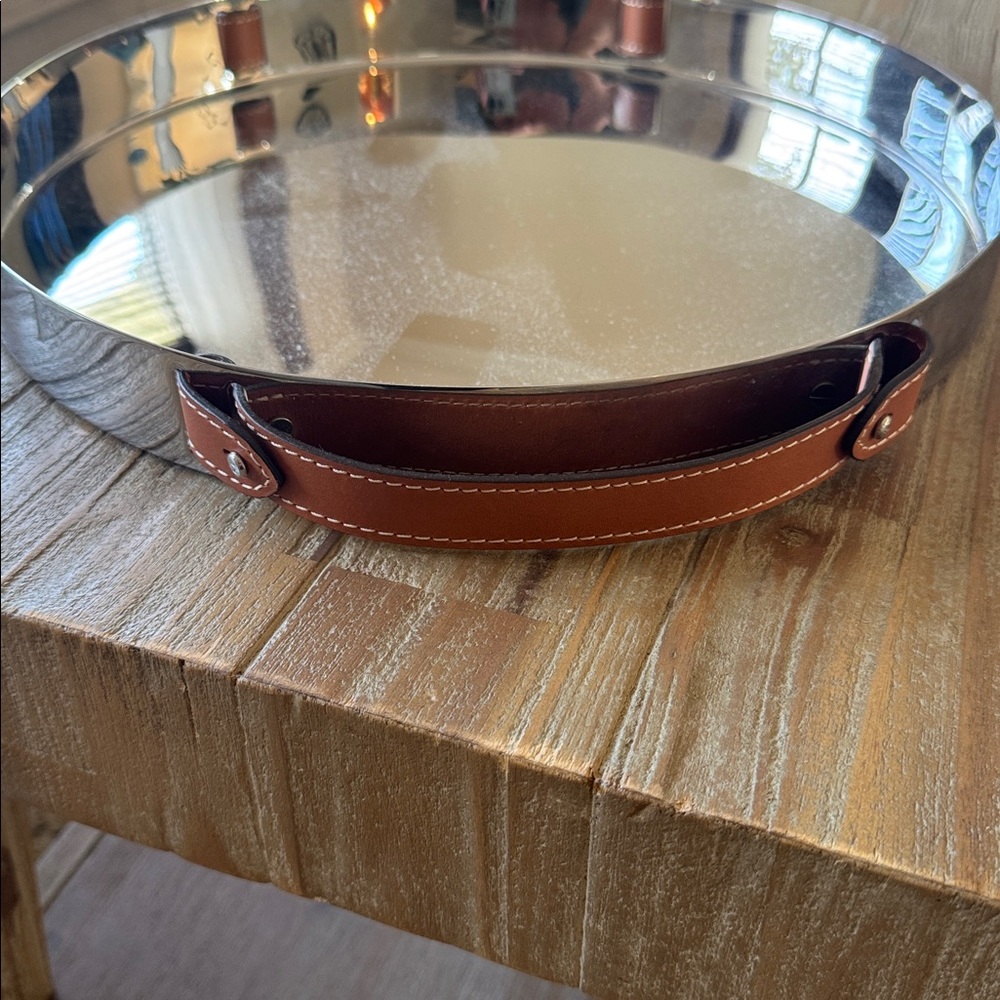 Ralph Lauren Home Stainless Steel Tray with Leather Accents - Picture 5 of 7